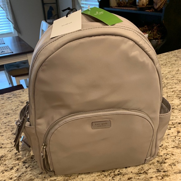 kate spade Handbags - Kate Spade Gray Nylon Medium Backpack Purse NWT